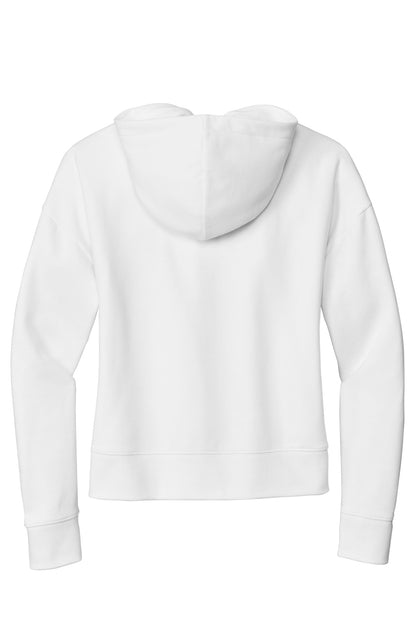 Rear View of White New Era Women's Comeback Fleece Pullover Hoodie LNEA550