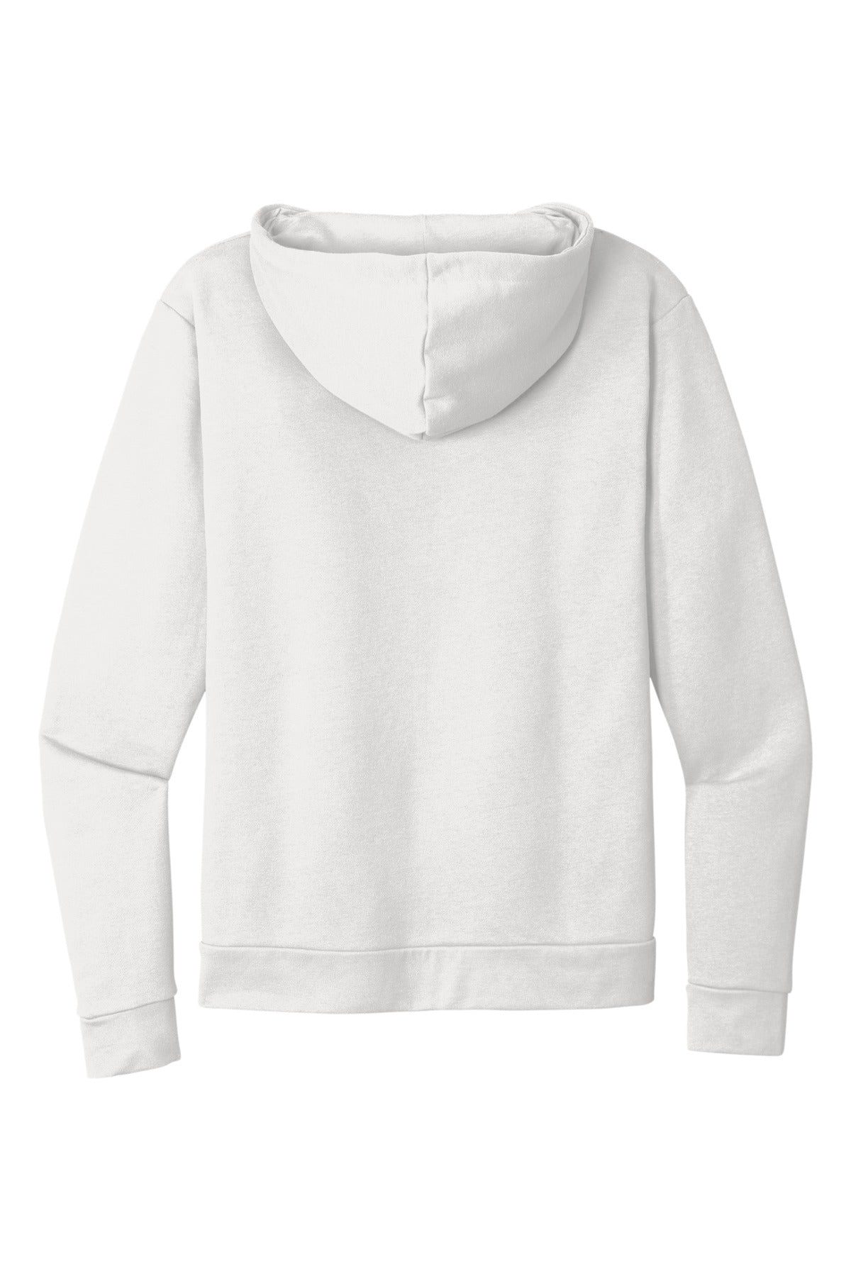 Rear View of White Next Level Apparel Adult Santa Barbara Zip Hoodie. NL9602