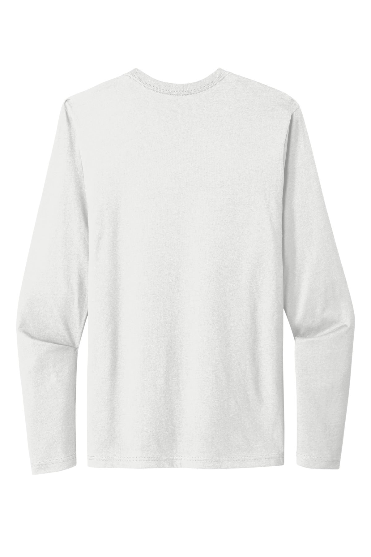 Rear View of White Next Level Apparel Cotton Long Sleeve Tee. NL3601