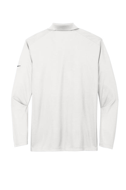 Rear View of White Nike Dri-FIT Micro Pique 2.0 Long Sleeve Polo NKDC2104