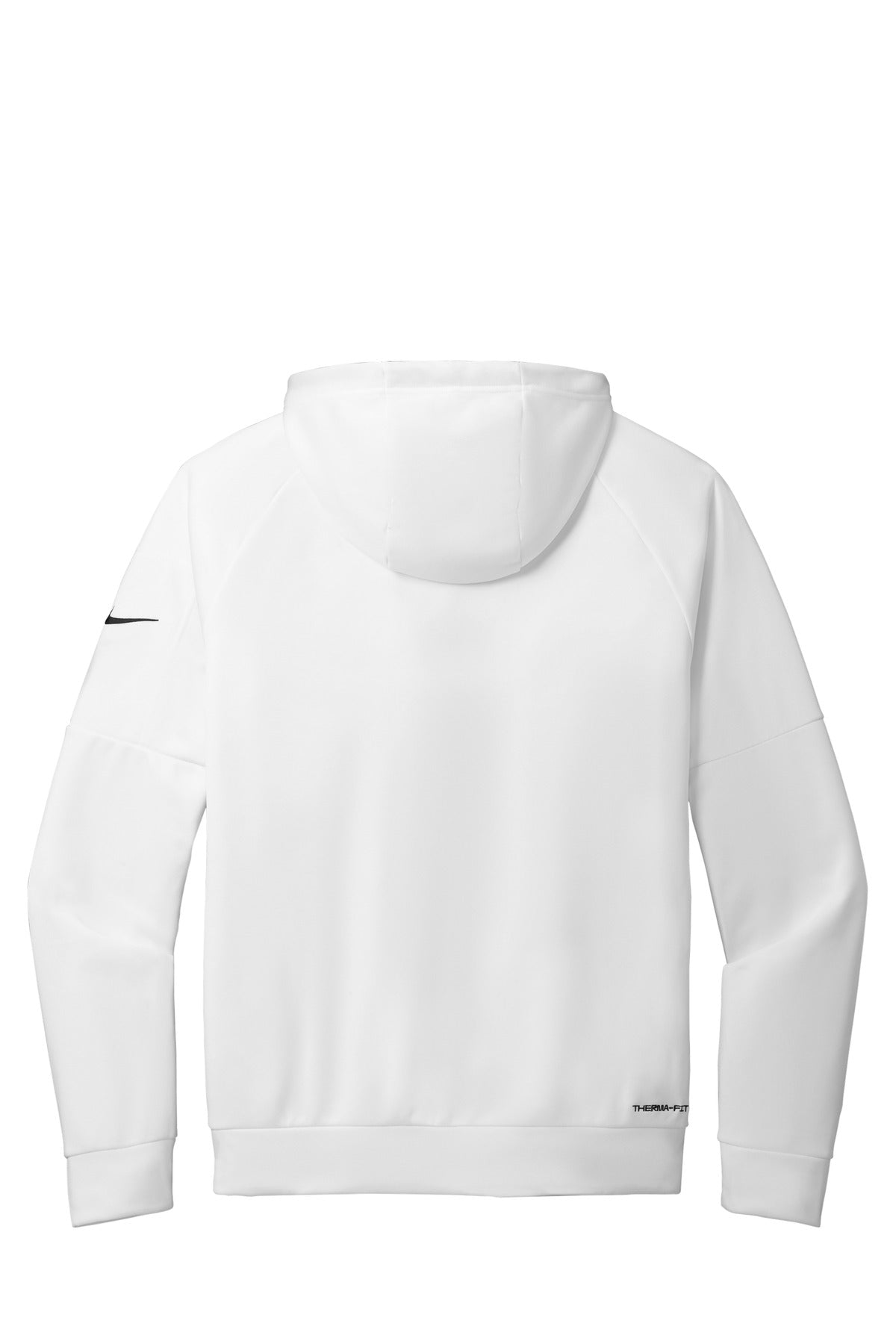 Rear View of White Nike Therma-FIT Pocket Full-Zip Fleece Hoodie NKFD9859