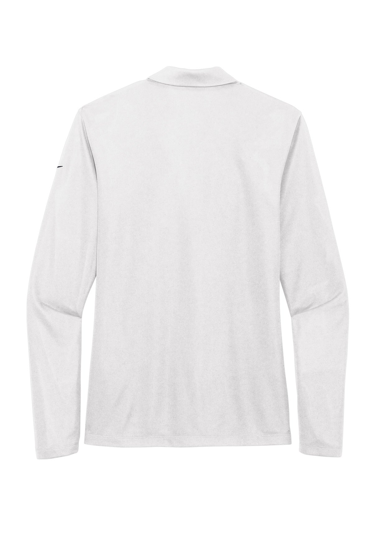 Rear View of White Nike Women's Dri-FIT Micro Pique 2.0 Long Sleeve Polo NKDC2105