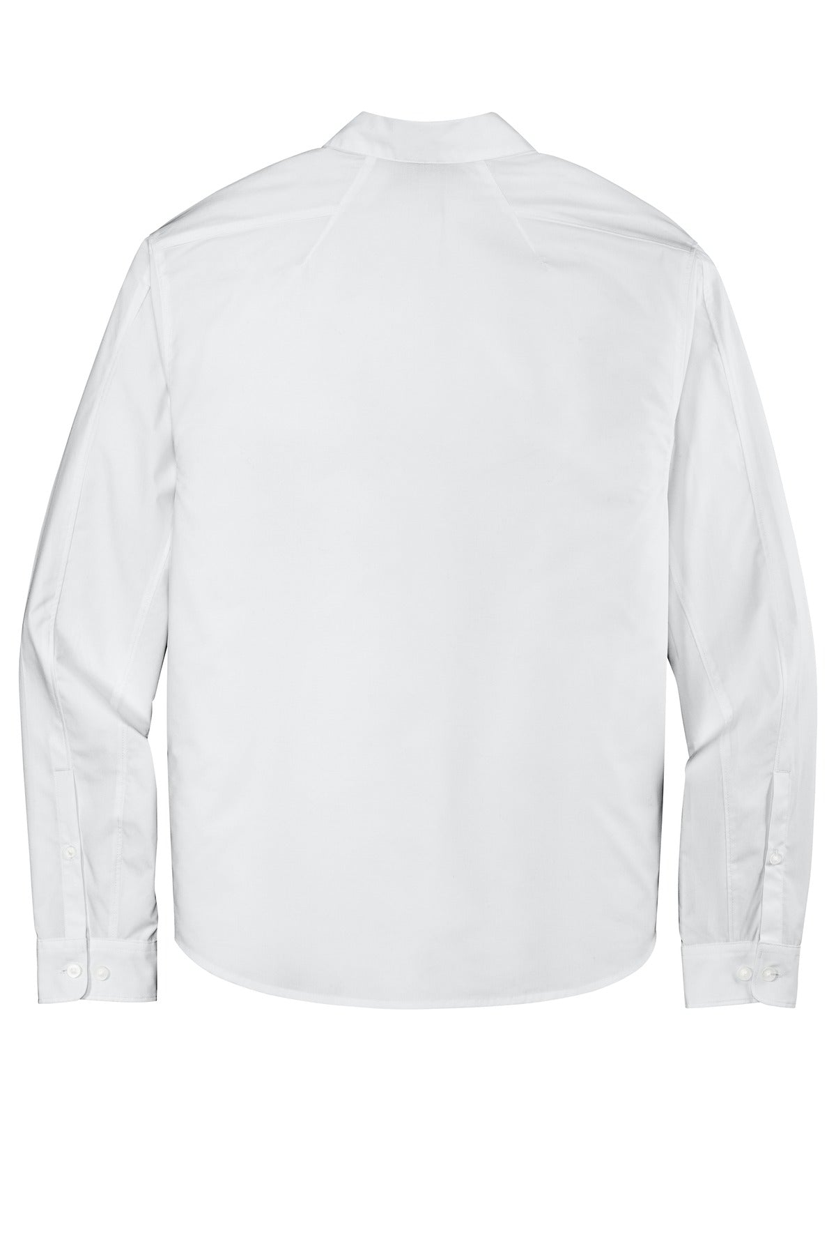 Rear View of White OGIO Commuter Woven Shirt. OG1002