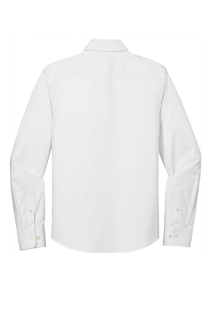 Rear View of White Port Authority City Stretch Shirt W680
