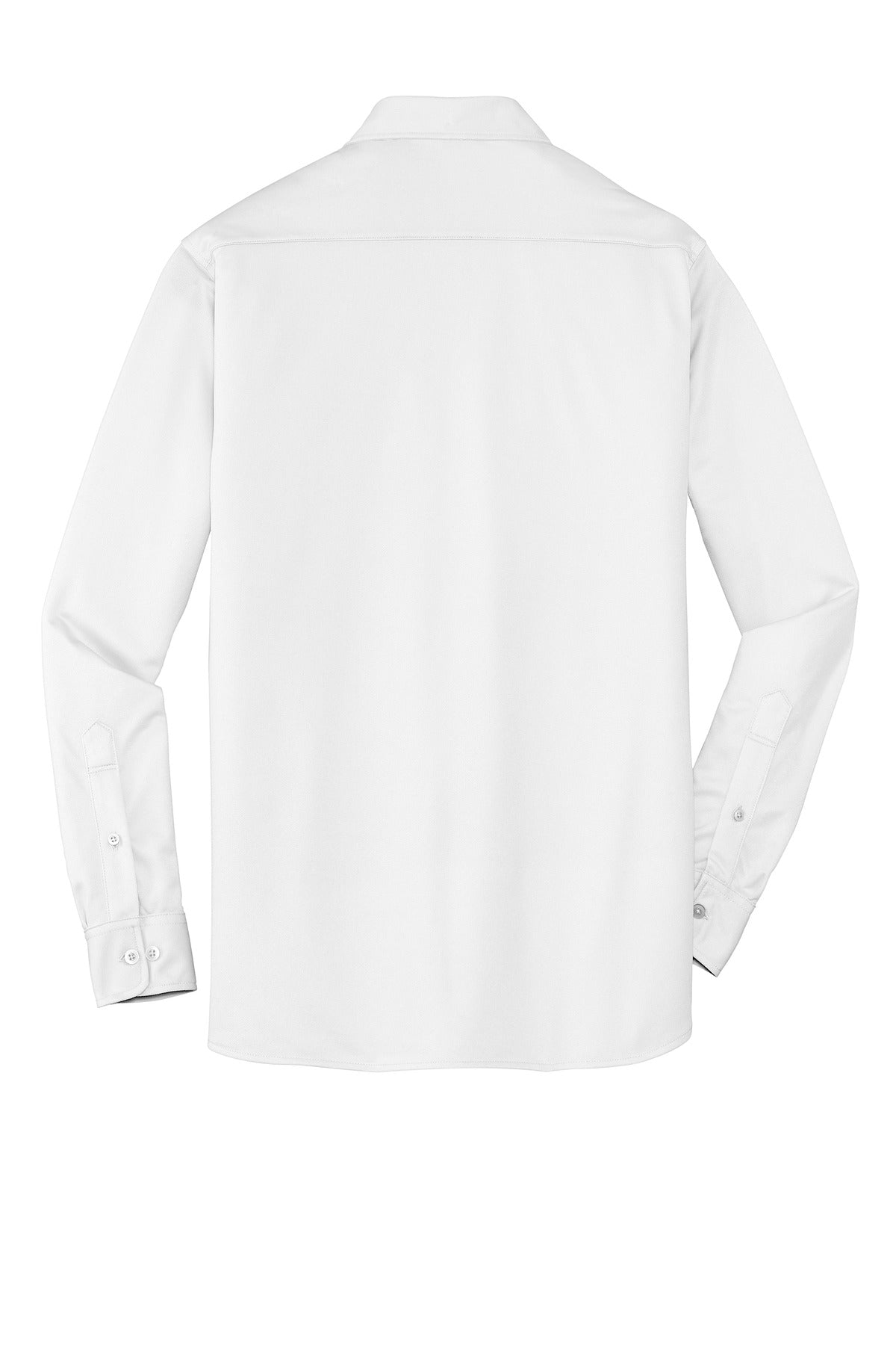 Rear View of White Port Authority Dimension Knit Dress Shirt. K570