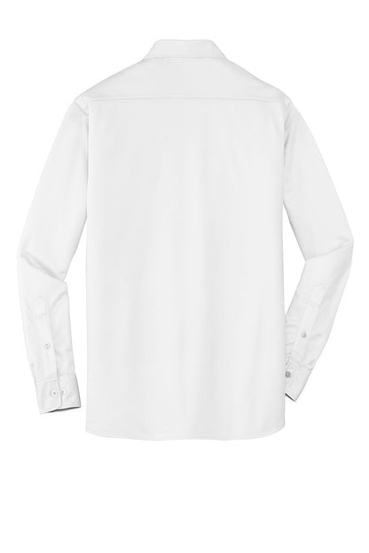 Rear View of White Port Authority Dimension Knit Dress Shirt. K570