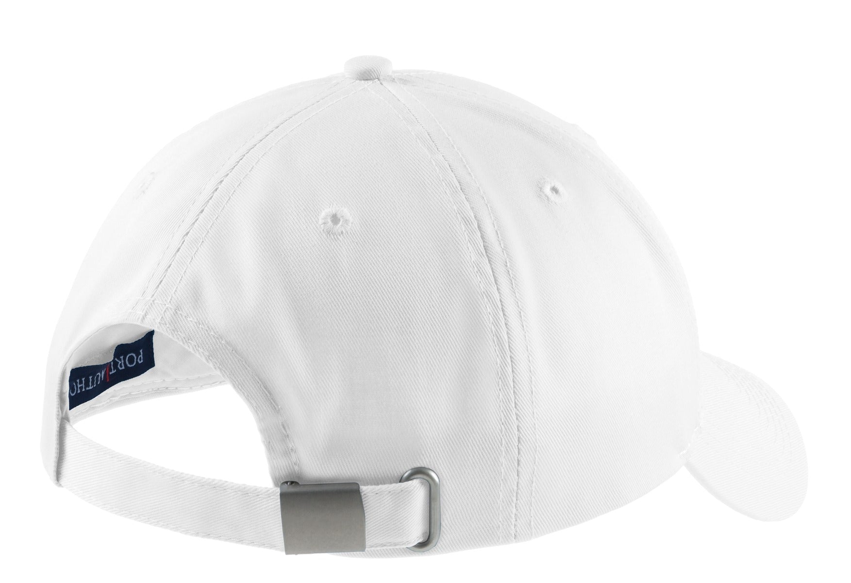 Rear View of White Port Authority Easy Care Cap. C608