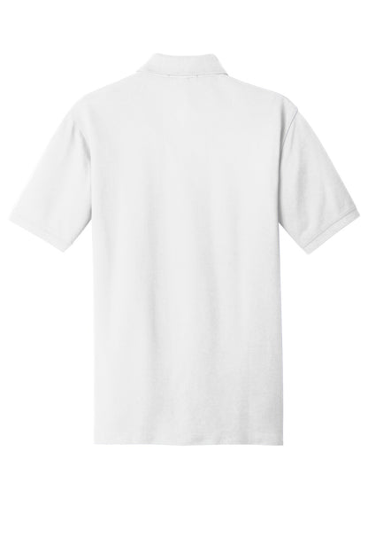 Rear View of White Port Authority EZCotton Polo. K8000