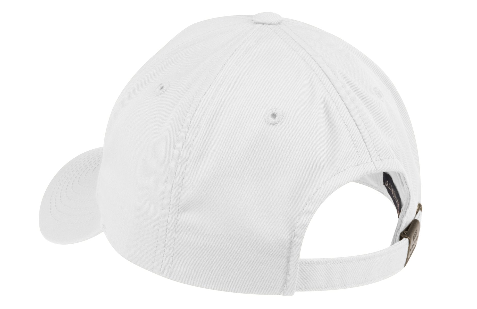 Rear View of White Port Authority Fine Twill Cap. C800