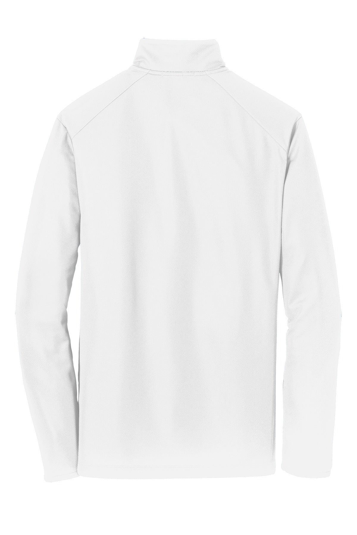 Rear View of White Port Authority Pinpoint Mesh 1/2-Zip. K806