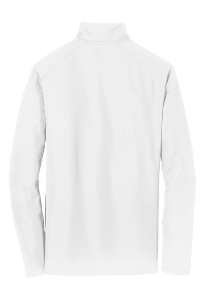 Rear View of White Port Authority Pinpoint Mesh 1/2-Zip. K806