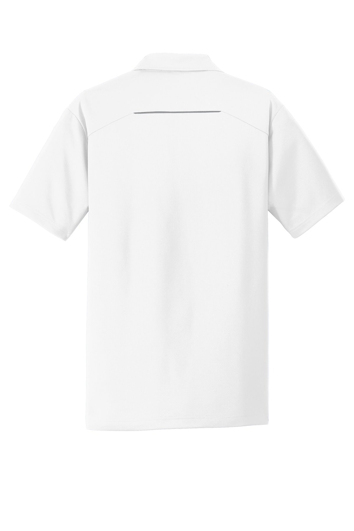 Rear View of White Port Authority Pinpoint Mesh Polo. K580