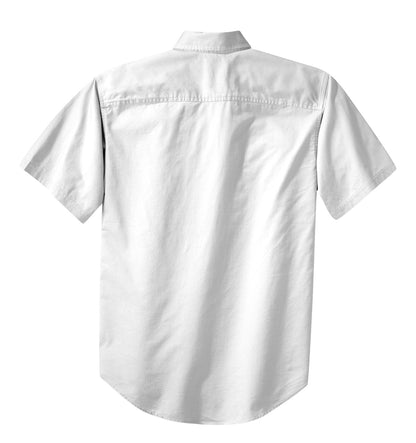 Rear View of White Port Authority Short Sleeve Twill Shirt. S500T