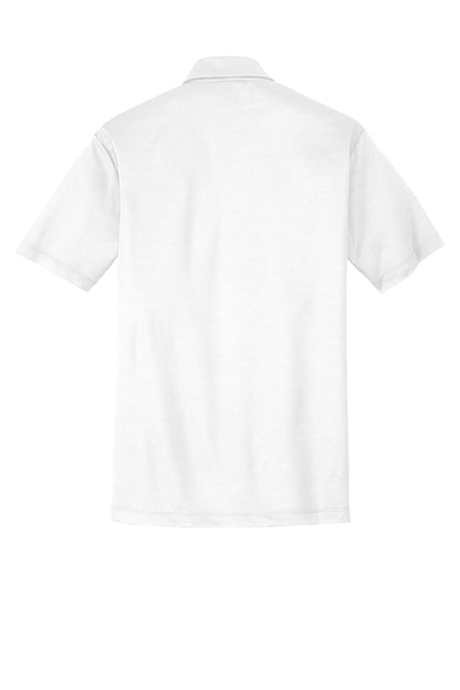 Rear View of White Port Authority Silk Touch Performance Pocket Polo. K540P