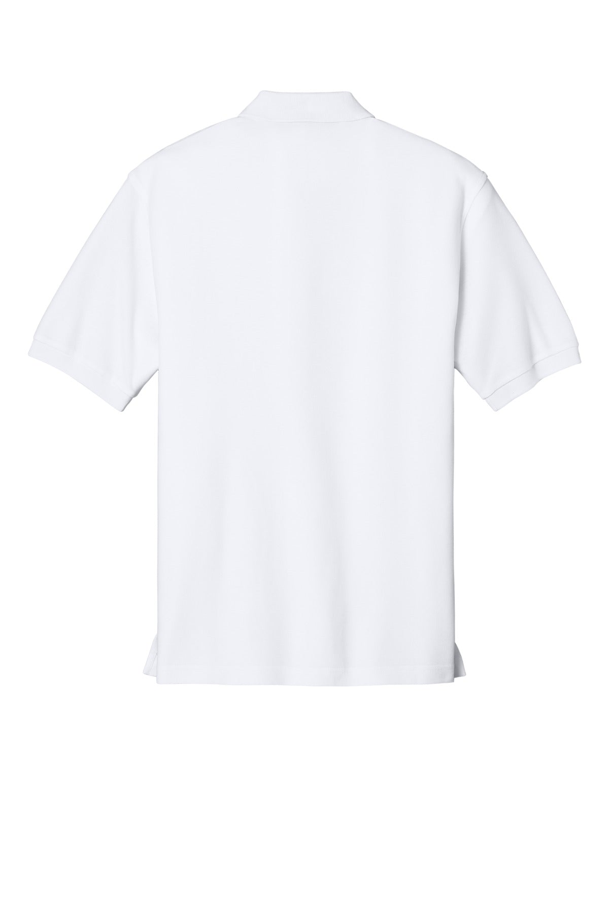 Rear View of White Port Authority Tall Silk Touch Polo. TLK500