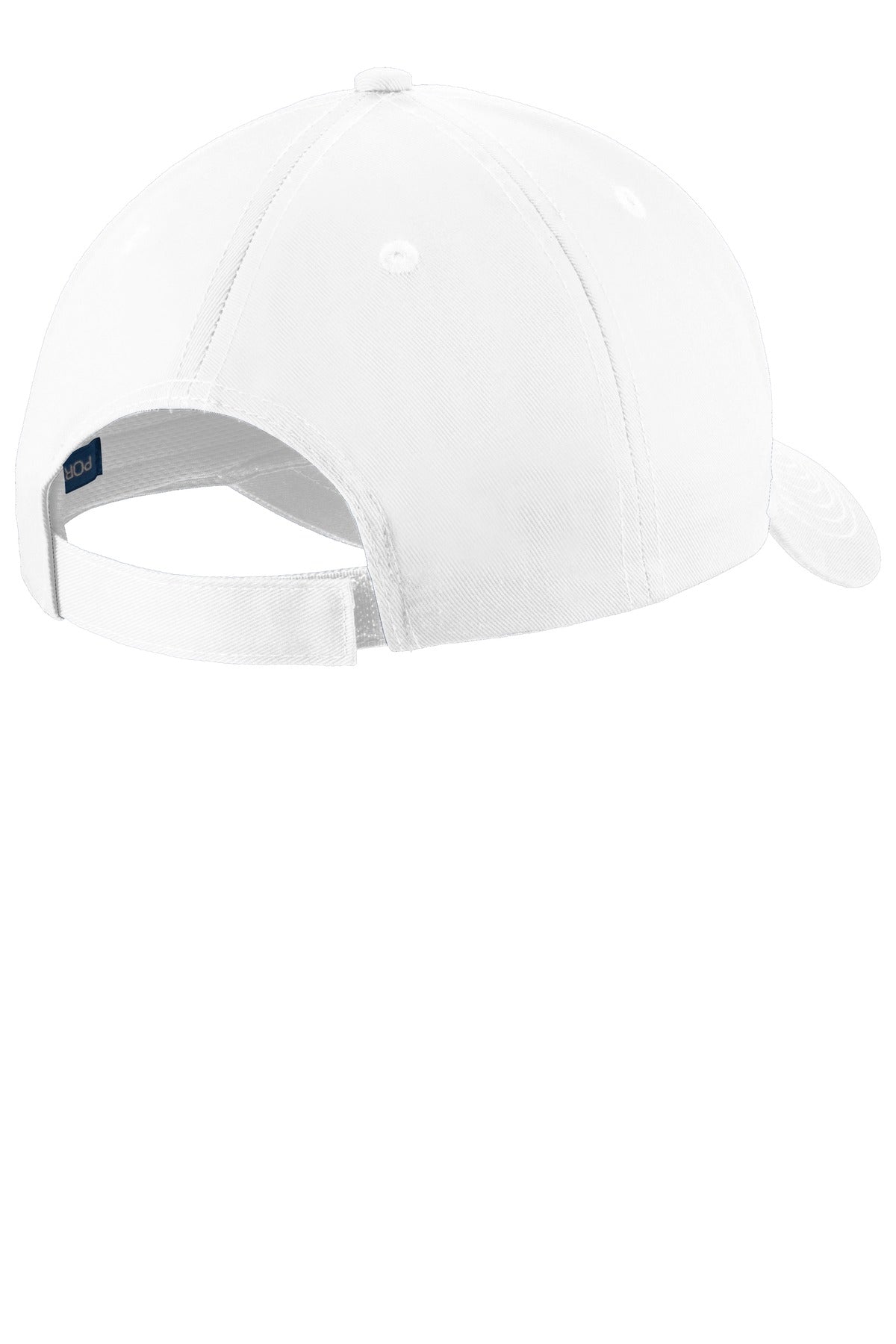 Rear View of White Port Authority Uniforming Twill Cap. C913