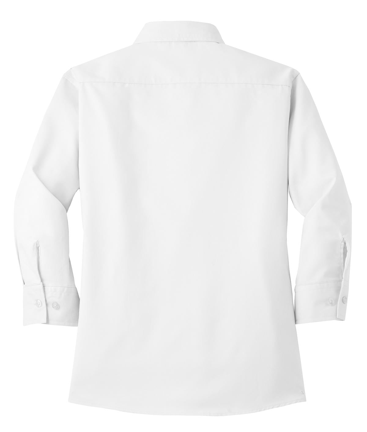 Rear View of White Port Authority Women's 3/4-Sleeve Easy Care Shirt. L612