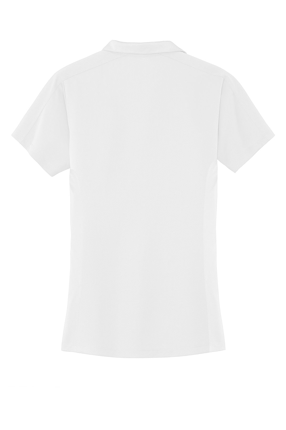 Rear View of White Port Authority Women's Diamond Jacquard Polo. L569