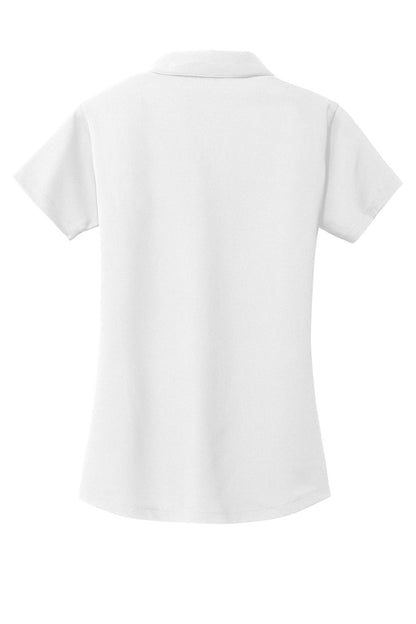 Rear View of White Port Authority Women's Dry Zone Grid Polo. L572