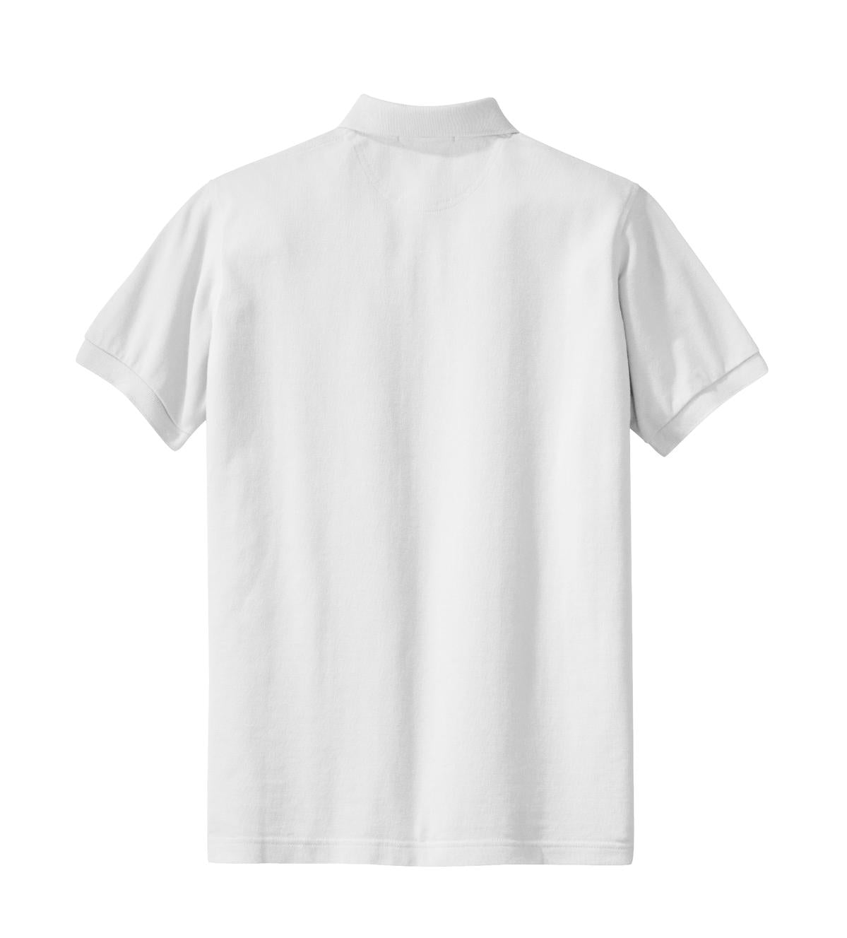 Rear View of White Port Authority Women's Heavyweight Cotton Pique Polo. L420