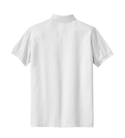 Rear View of White Port Authority Women's Heavyweight Cotton Pique Polo. L420