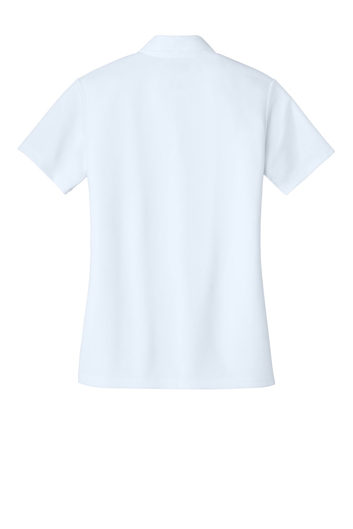 Rear View of White Port Authority Women's Silk Touch Performance Polo. L540