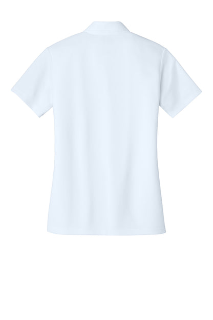 Rear View of White Port Authority Women's Silk Touch Performance Polo. L540