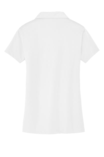 Rear View of White Port Authority Women's Tech Pique Polo. L527