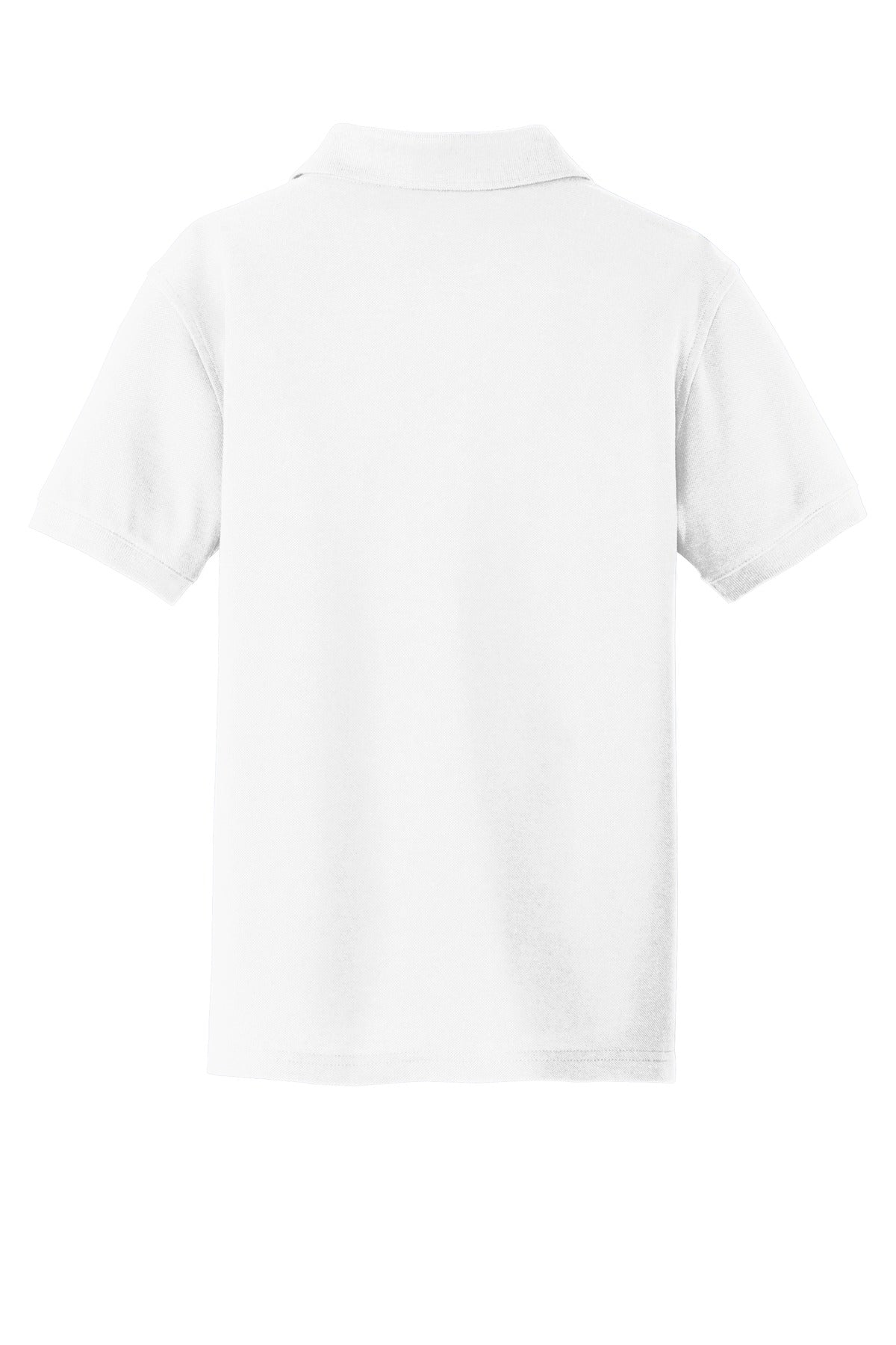 Rear View of White Port Authority Youth Core Classic Pique Polo. Y100