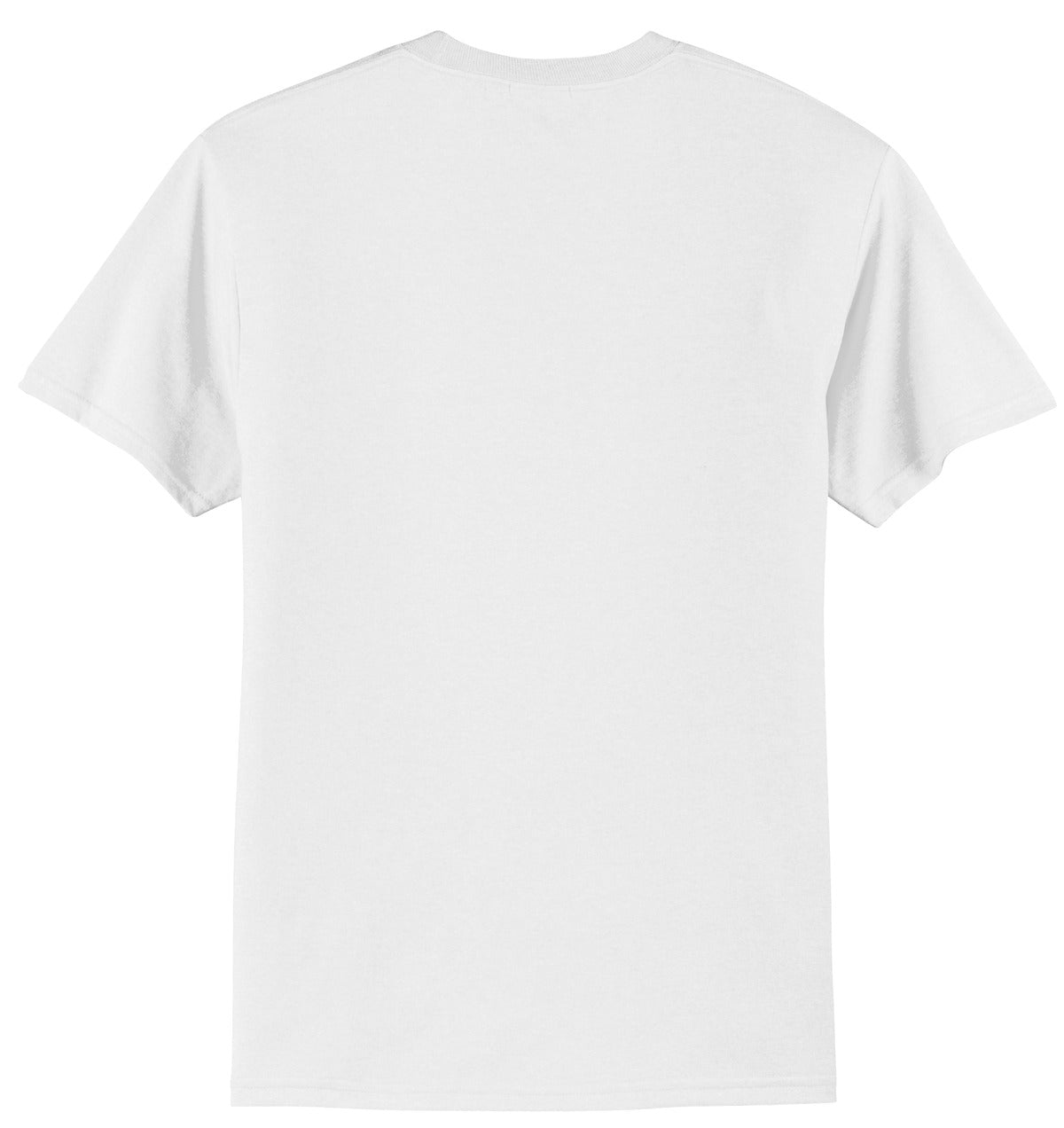 Rear View of White Port & Company Tall Core Blend Tee. PC55T