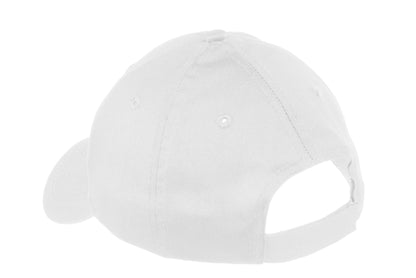 Rear View of White Port & Company Youth Six-Panel Twill Cap. YCP80