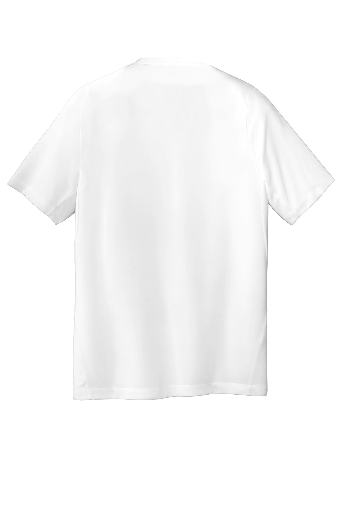 Rear View of White Solid New Era Series Performance Crew Tee. NEA200