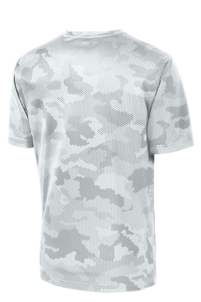 Rear View of White Sport-Tek CamoHex Tee. ST370