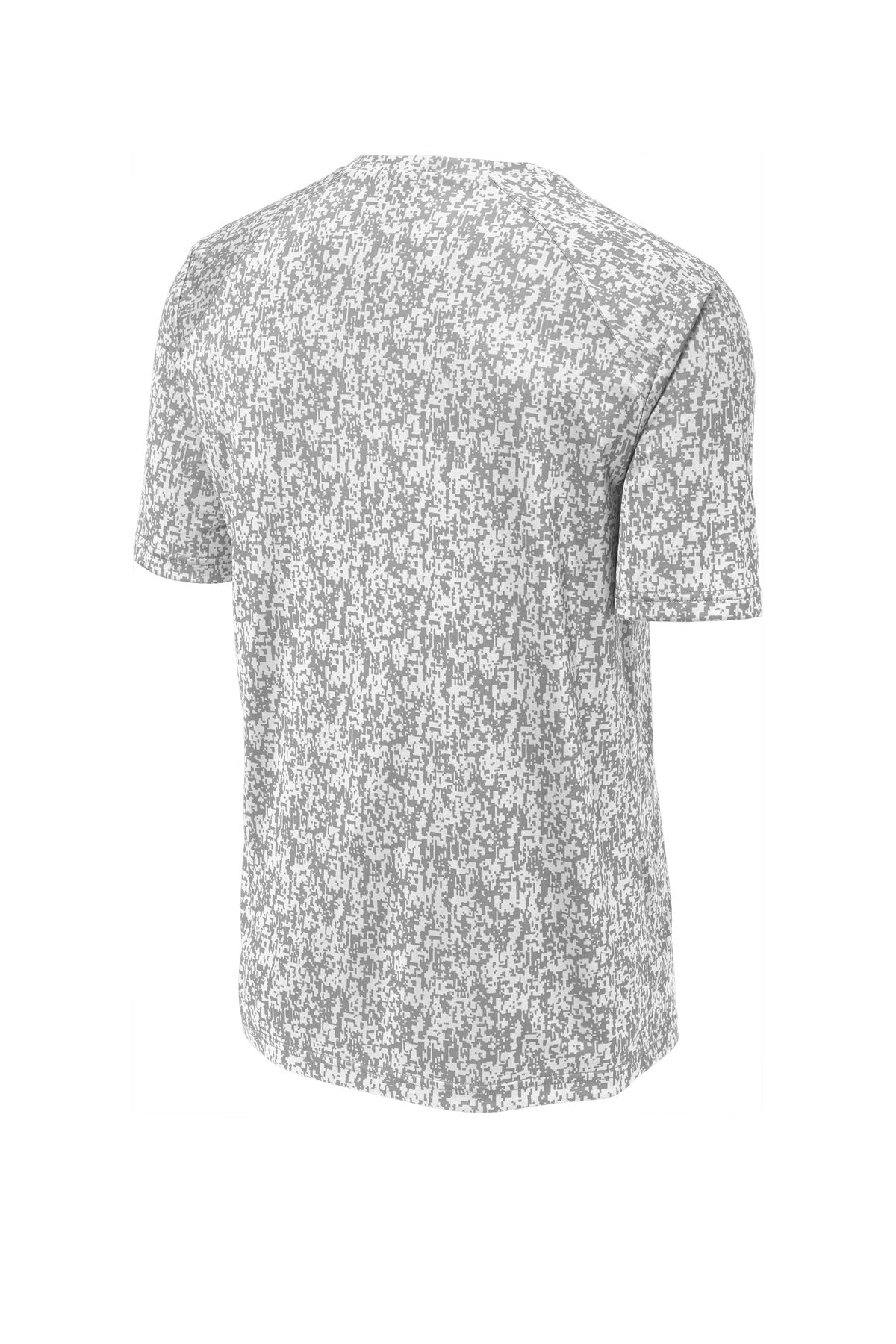 Rear View of White Sport-Tek Digi Camo Tee. ST460