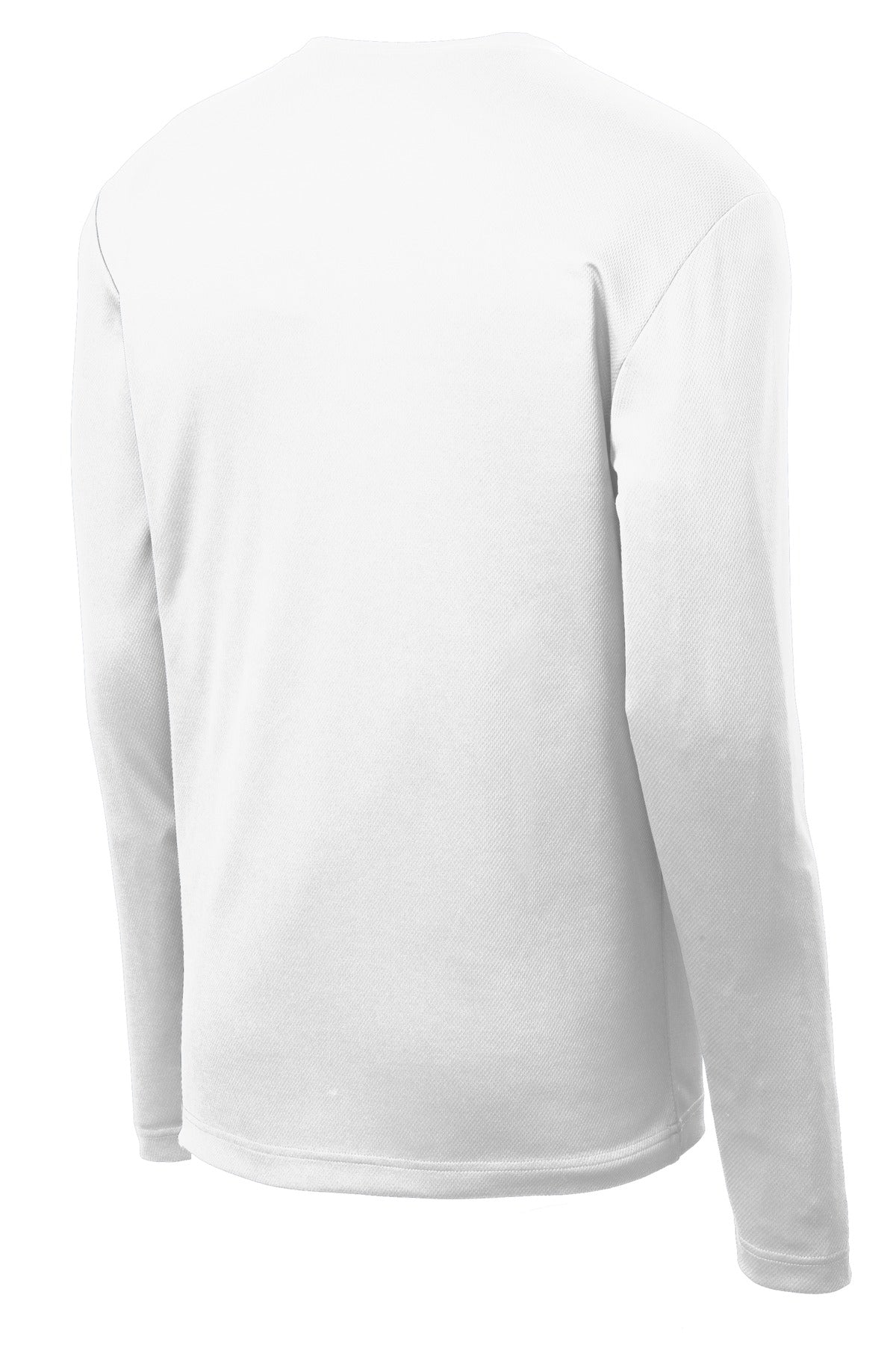Rear View of White Sport-Tek PosiCharge RacerMesh Long Sleeve Tee. ST340LS