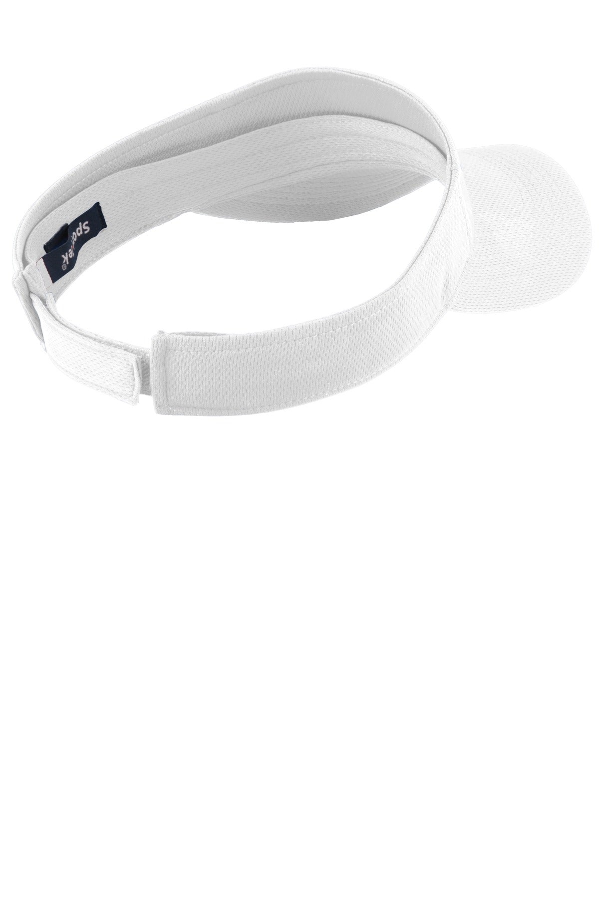 Rear View of White Sport-Tek PosiCharge RacerMesh Visor. STC27