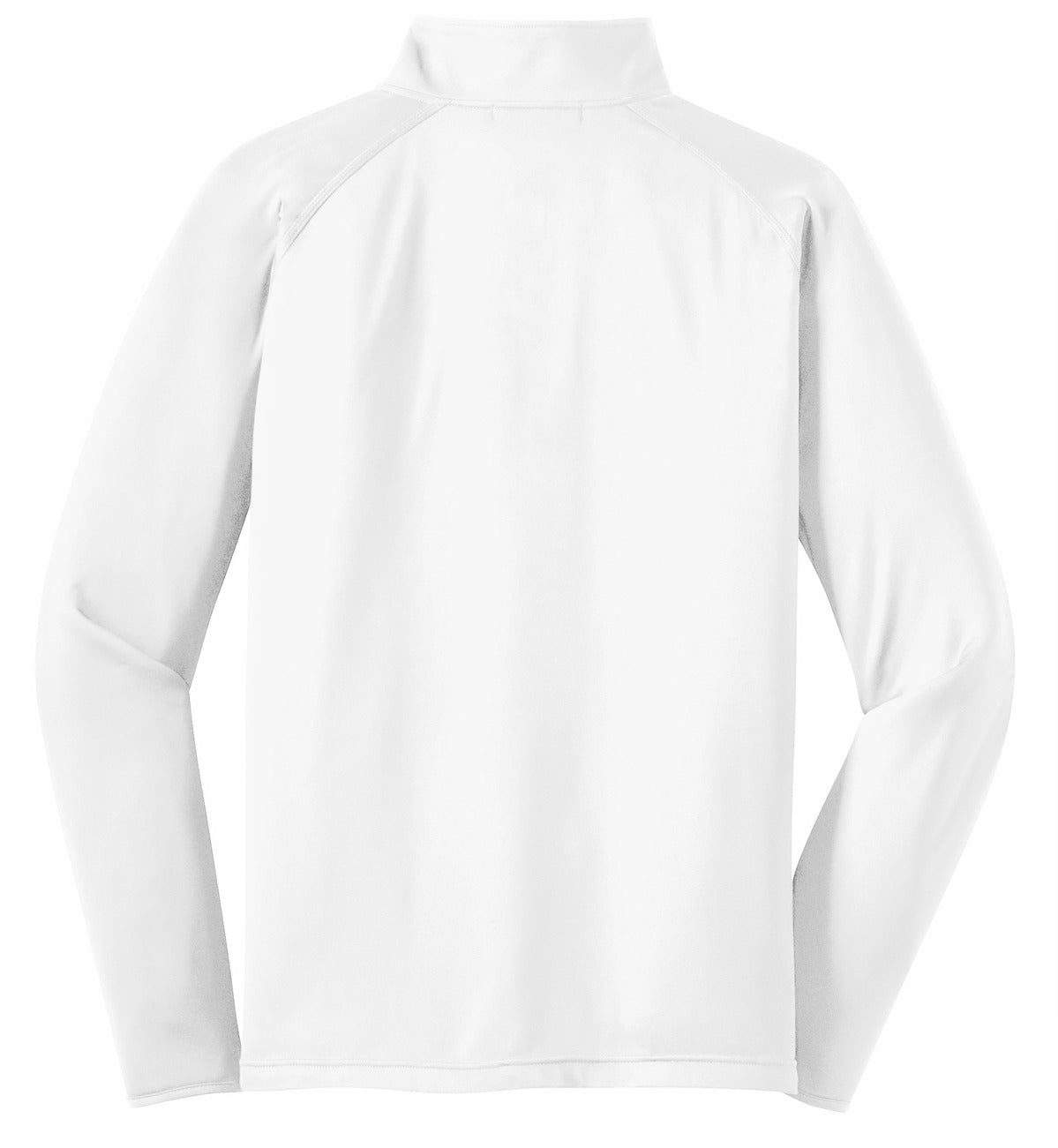 Rear View of White Sport-Tek Sport-Wick Stretch 1/4-Zip Pullover. ST850
