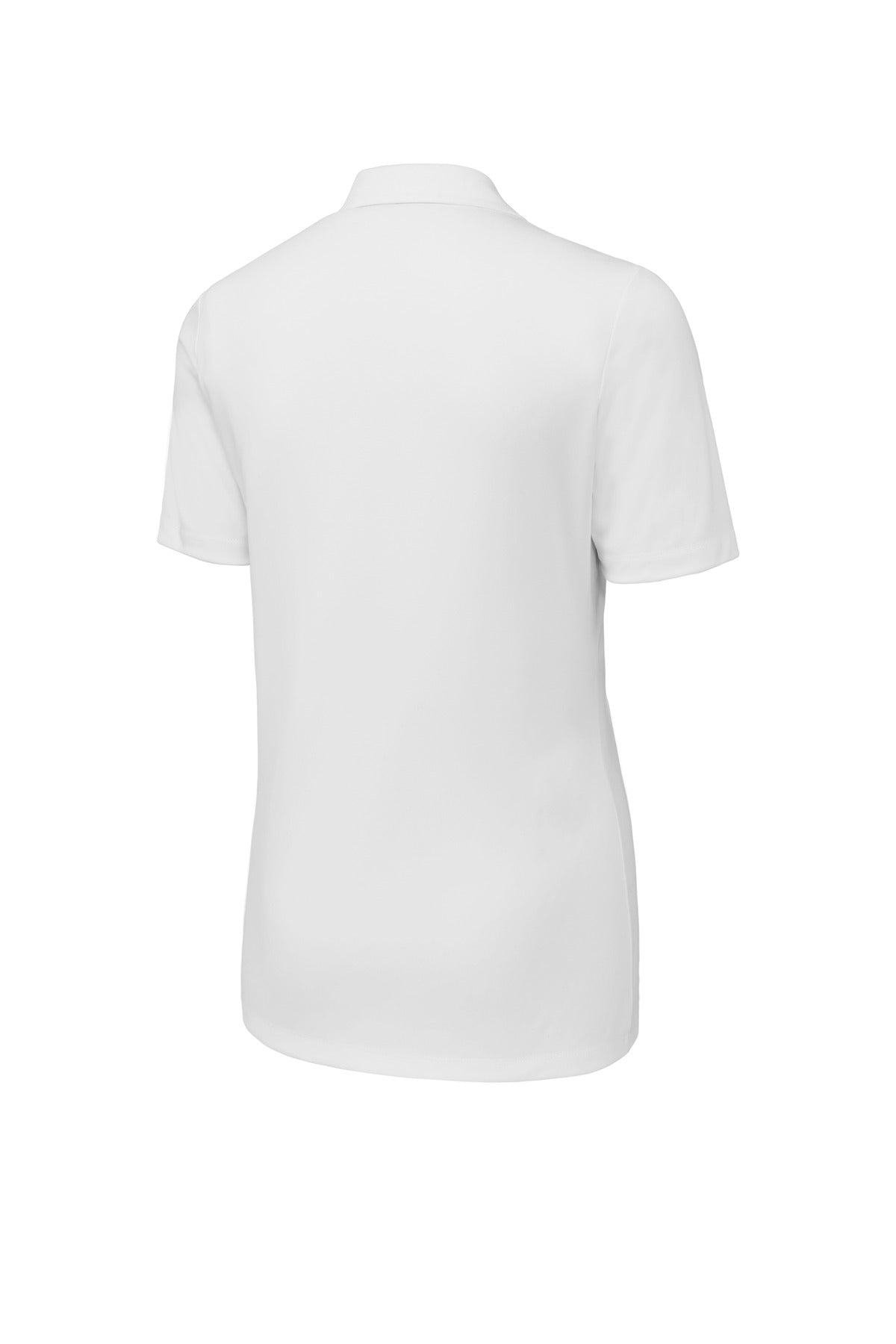 Rear View of White Sport-Tek Women's Posi-UV Pro Polo. LST520