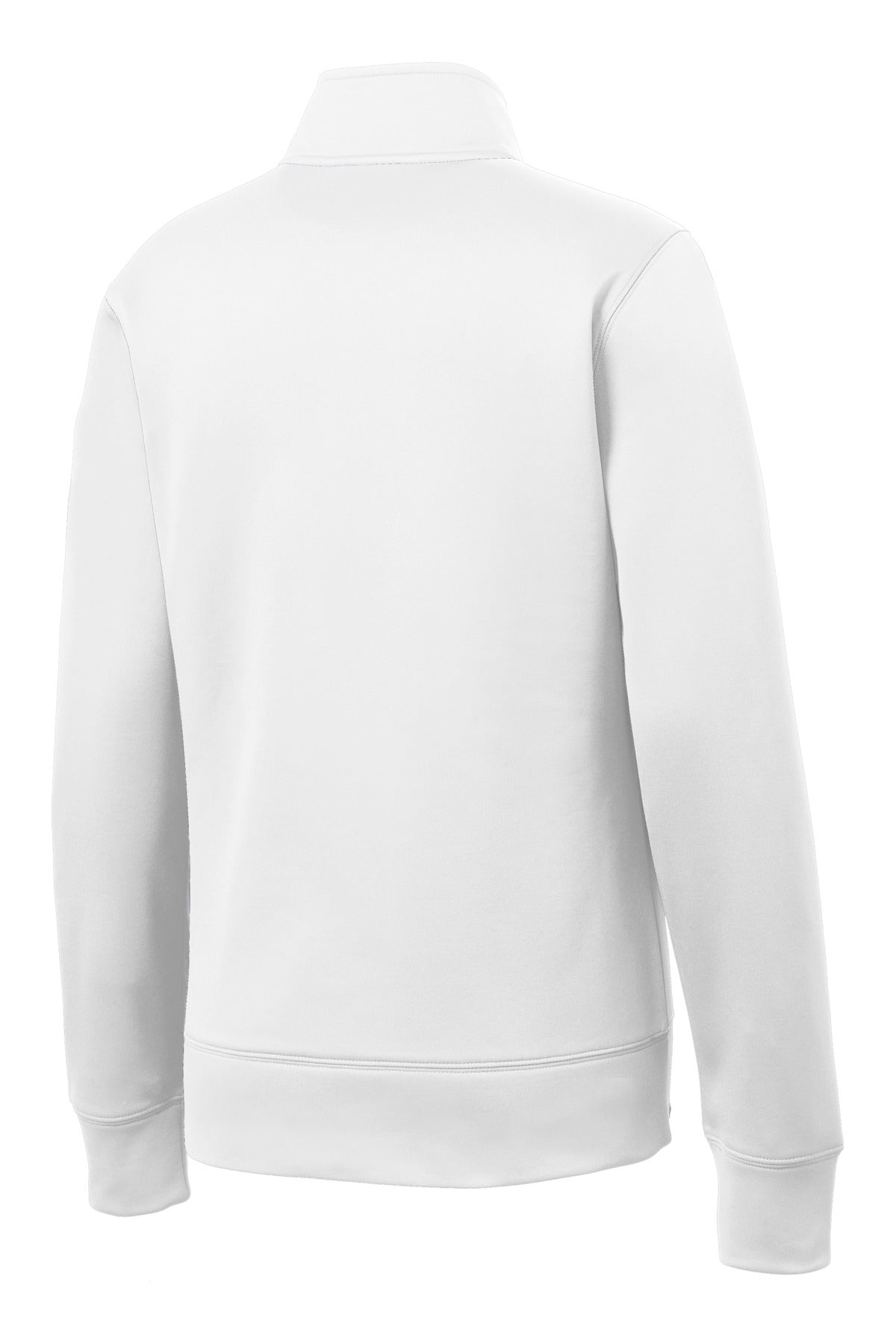 Rear View of White Sport-Tek Women's Sport-Wick Fleece Full-Zip Jacket. LST241