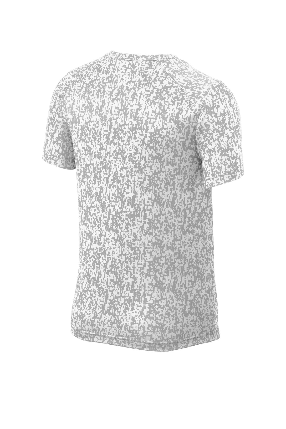 Rear View of White Sport-Tek Youth Digi Camo Tee. YST460