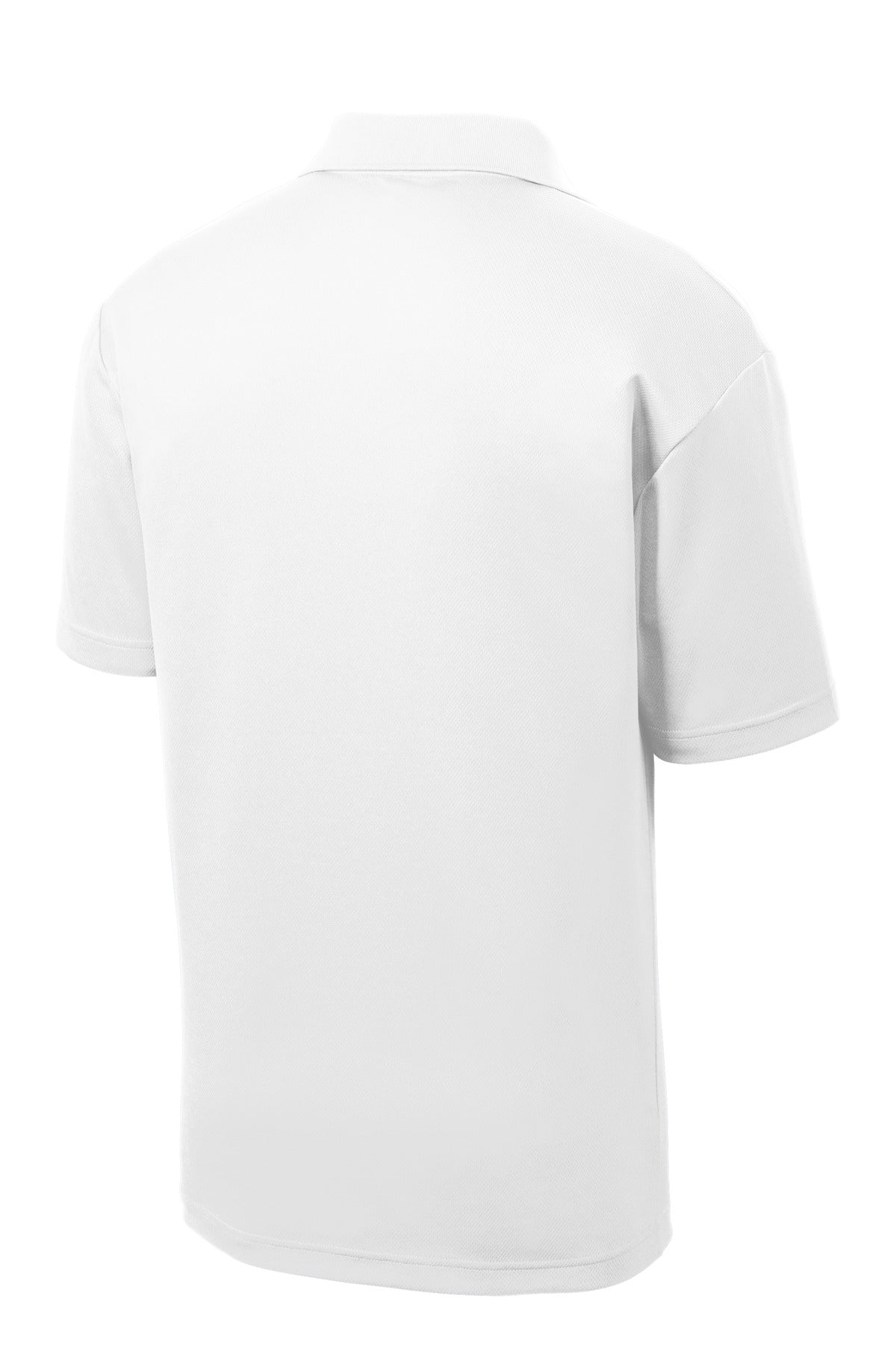 Rear View of White Sport-Tek Youth PosiCharge RacerMesh Polo. YST640