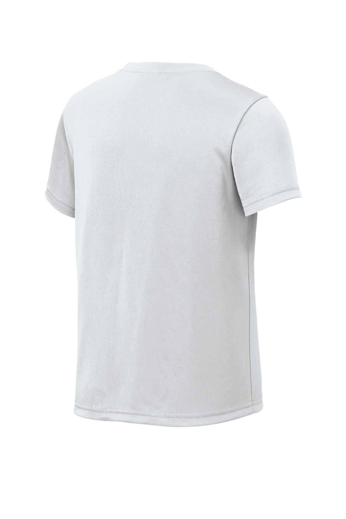 Rear View of White Sport-Tek Youth PosiCharge Re-Compete Tee YST720