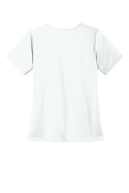 Rear View of White Wink Women's Premiere Flex V-Neck Top WW4168