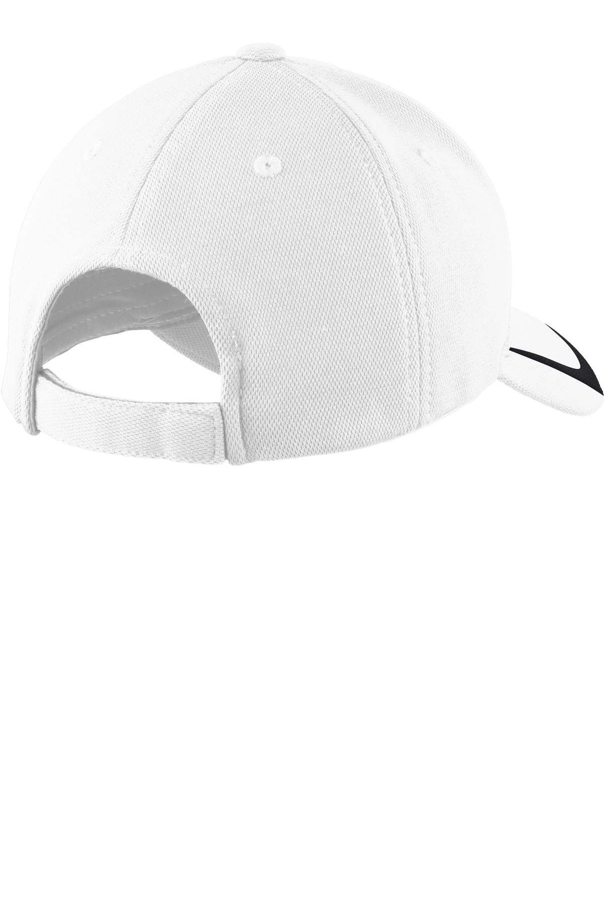 Rear View of White/Black Sport-Tek Pique Colorblock Cap. STC24