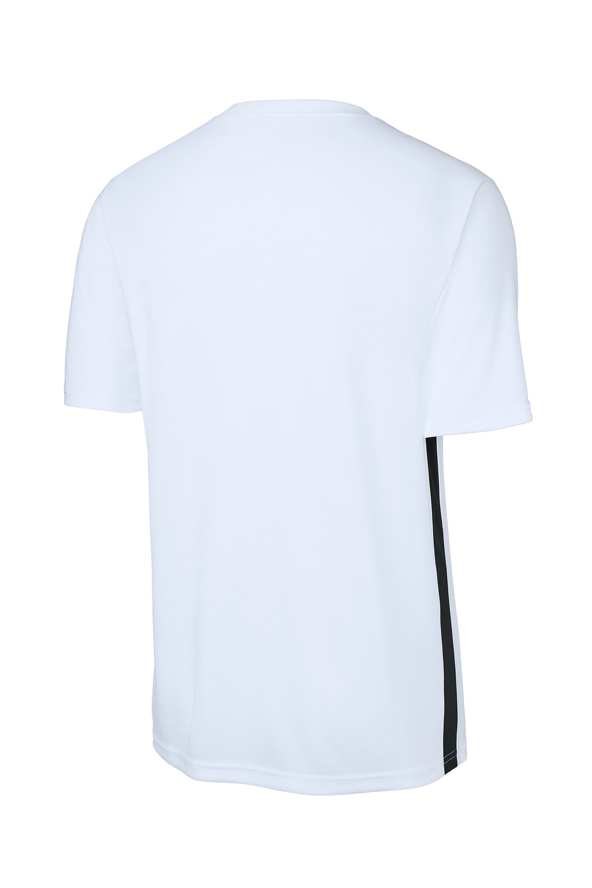 Rear View of White/Blk Sport-Tek Competitor United V-Neck ST101