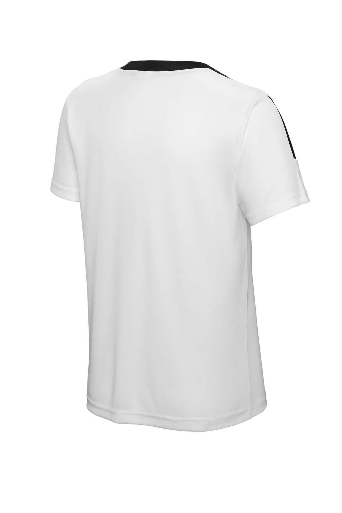 Rear View of White/Blk Sport-Tek Youth Competitor United Crew YST100