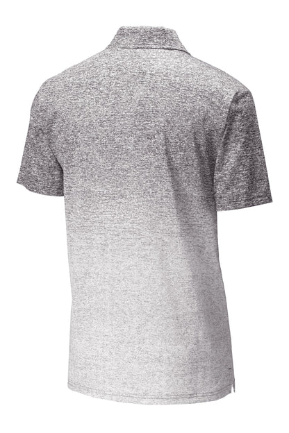 Rear View of White/Graphite Sport-Tek Ombre Heather Polo. ST671