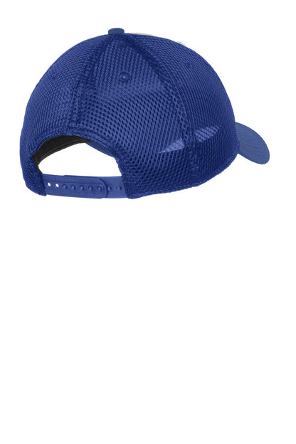 Rear View of White/Royal New Era Snapback Contrast Front Mesh Cap. NE204