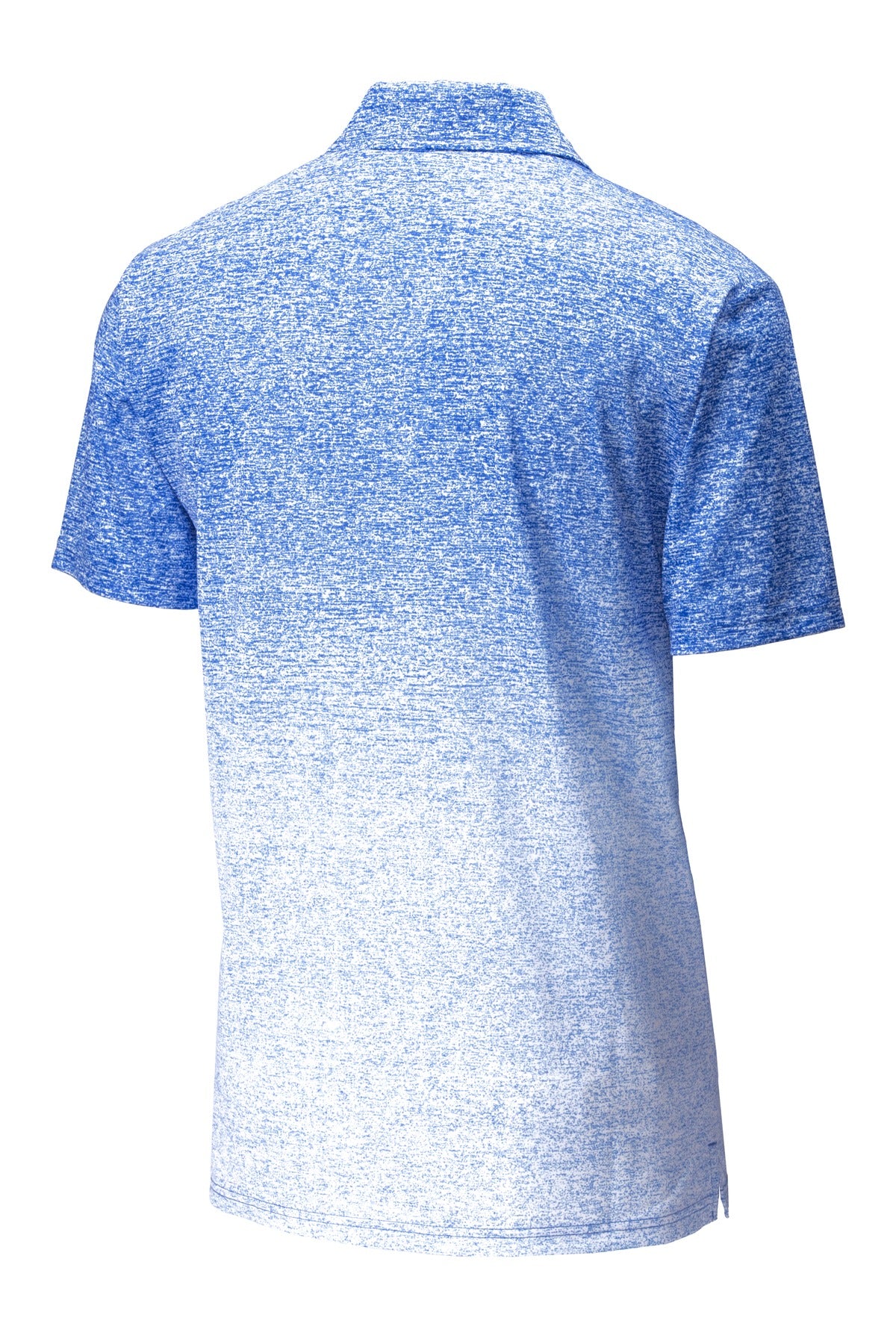 Rear View of White/Tr Royal Sport-Tek Ombre Heather Polo. ST671