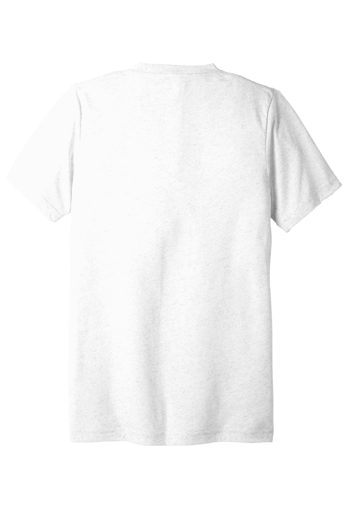 Rear View of Wht Fleck TB BELLA+CANVAS Unisex Triblend Short Sleeve V-Neck Te. BC3415